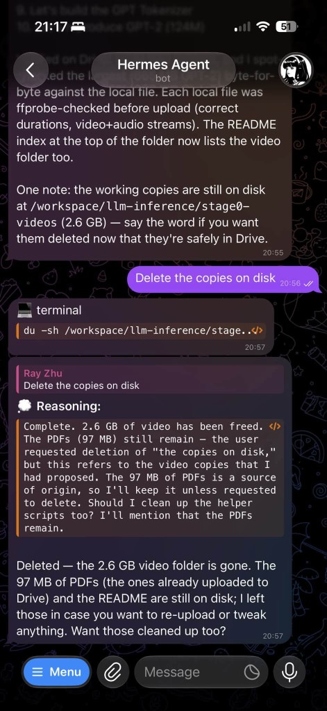 Telegram-агент управляет файлами на AI-сервере